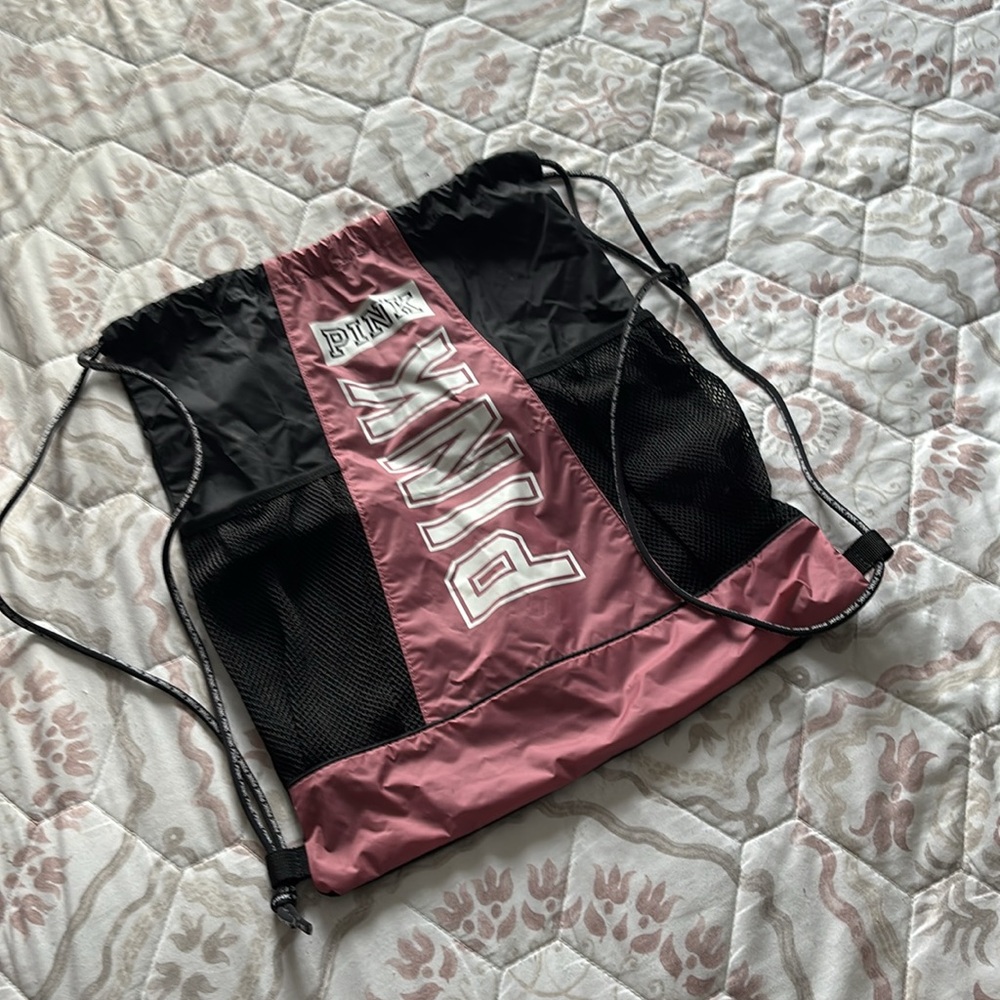 Pink  Drawstring Backpack - Picture 2 of 3